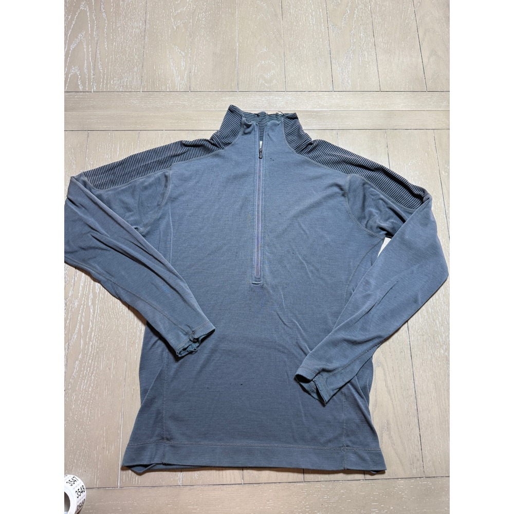 Smartwool Pullover Mens Medium Gray 100% Merino Wool Quarter Zip Base Layer